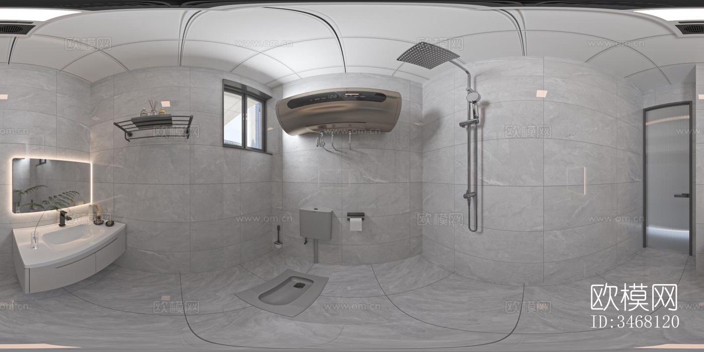 现代大平层效果图下载（渲染图1）