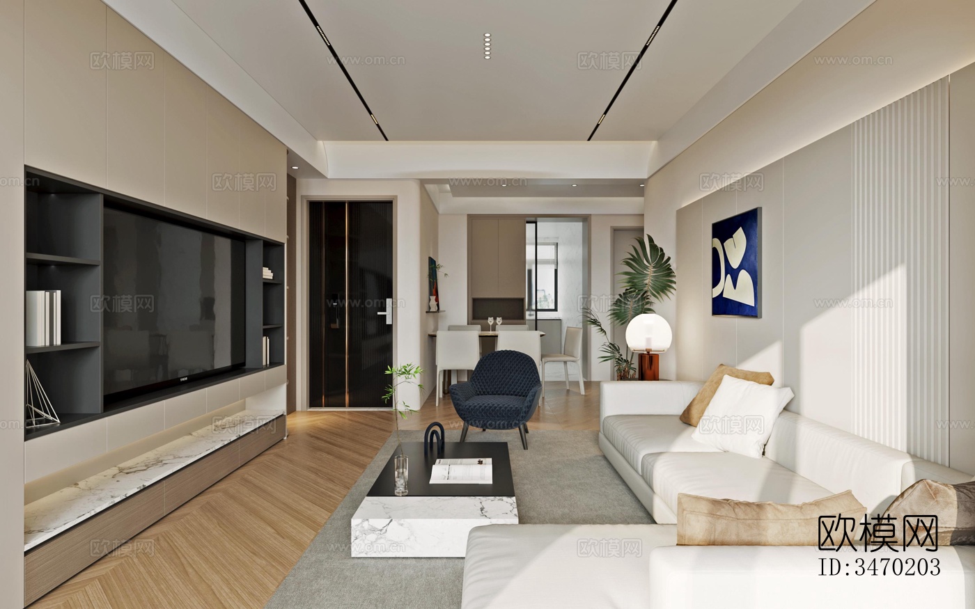 现代平层效果图下载（渲染图6）