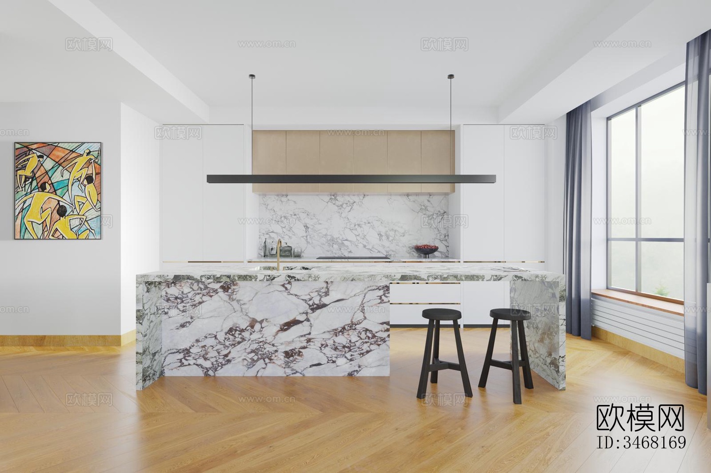 现代大平层效果图下载（渲染图7）