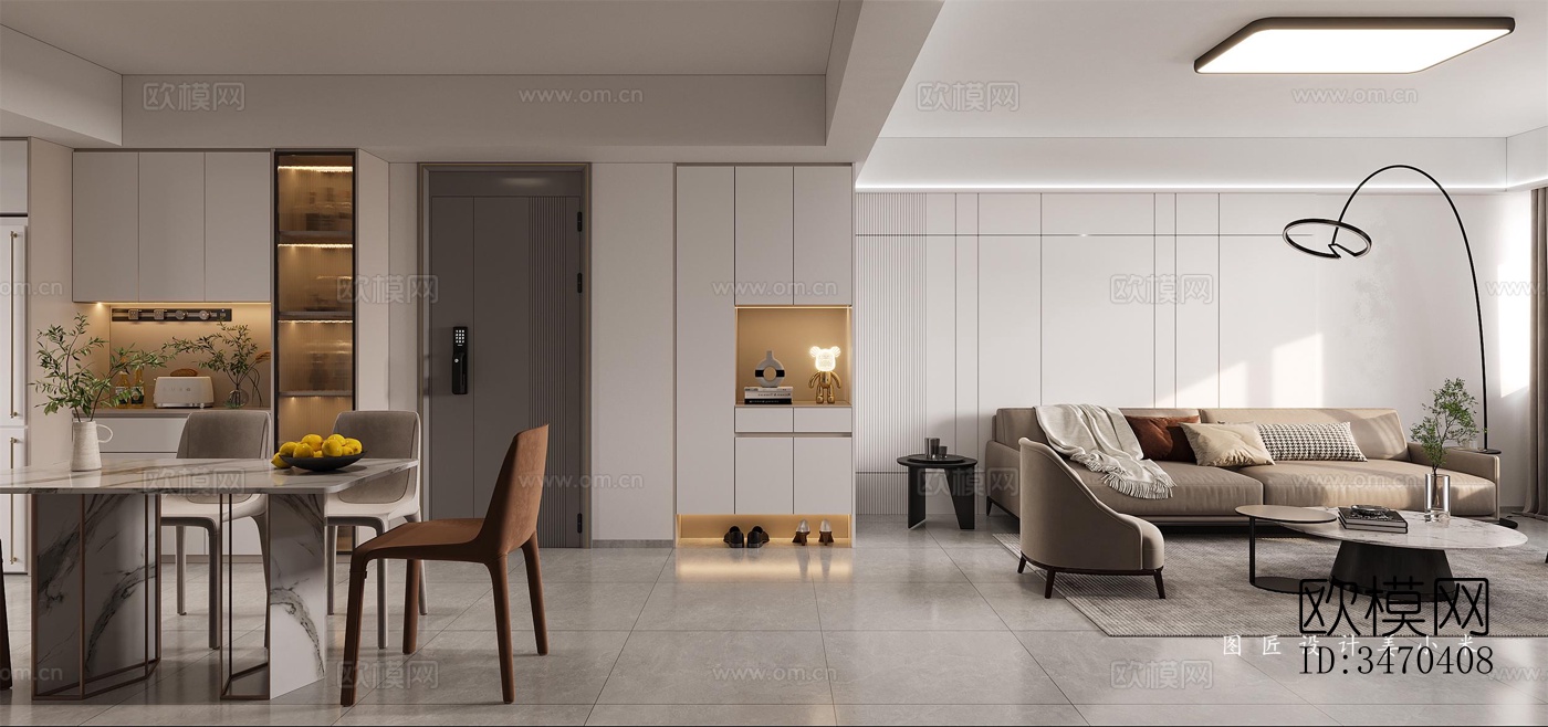 现代平层效果图下载（渲染图1）