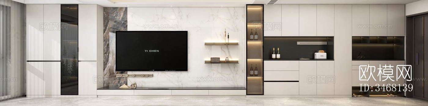 现代大平层效果图下载（渲染图16）