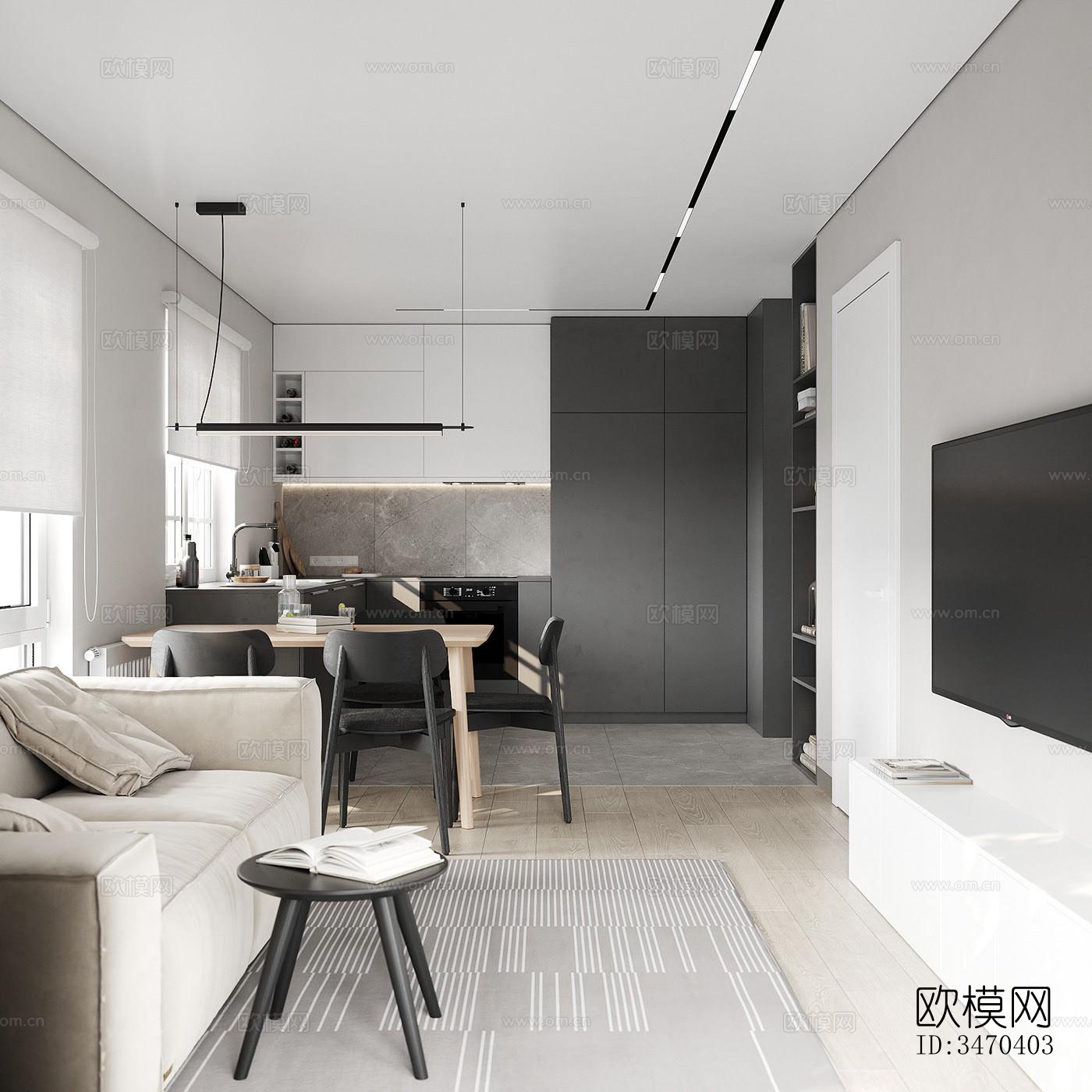 现代平层效果图下载（渲染图8）