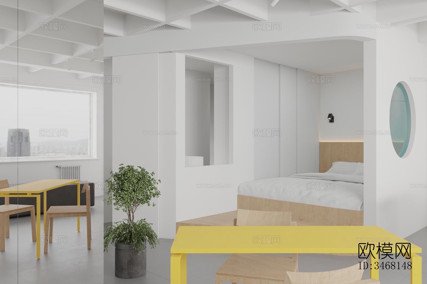 现代大平层效果图下载（渲染图3）