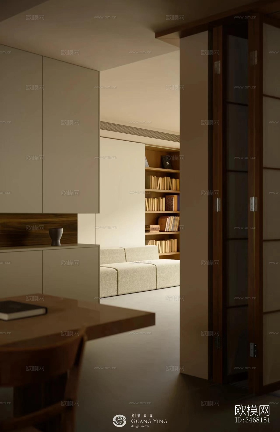 现代大平层效果图下载（渲染图6）