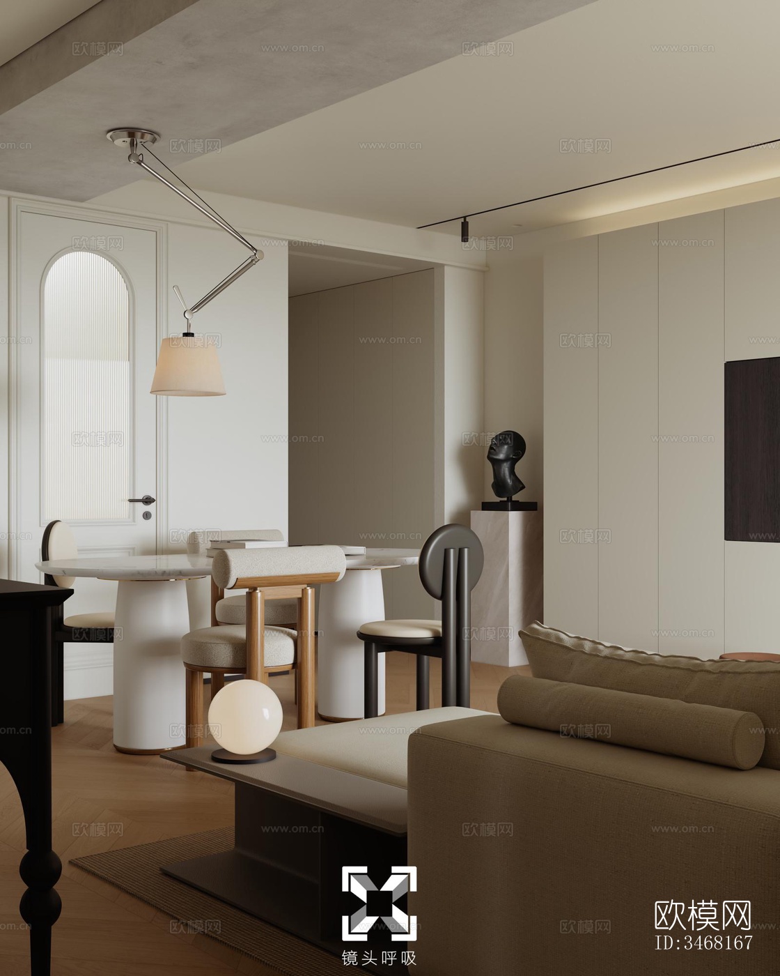 现代大平层效果图下载（渲染图2）