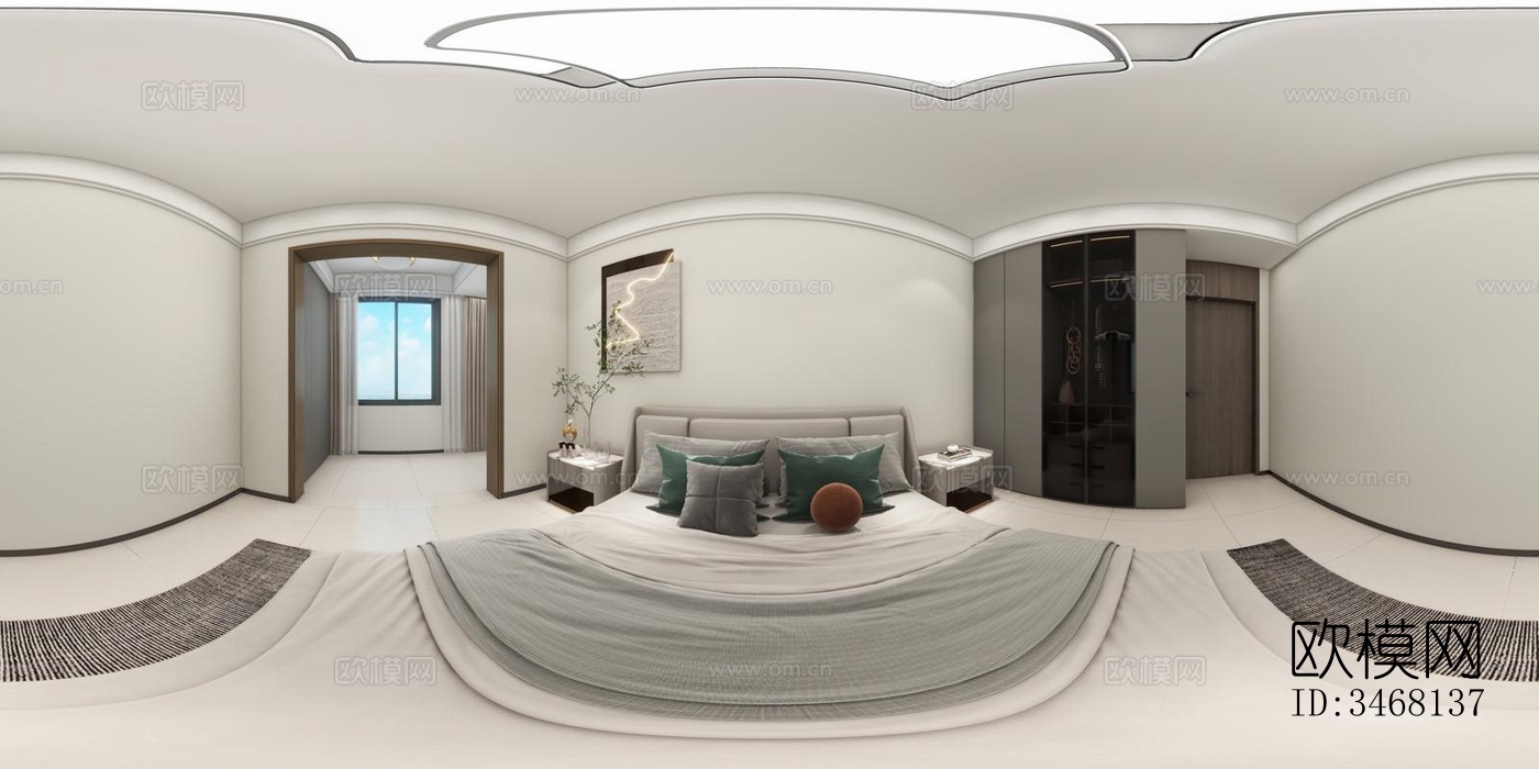 现代大平层效果图下载（渲染图14）