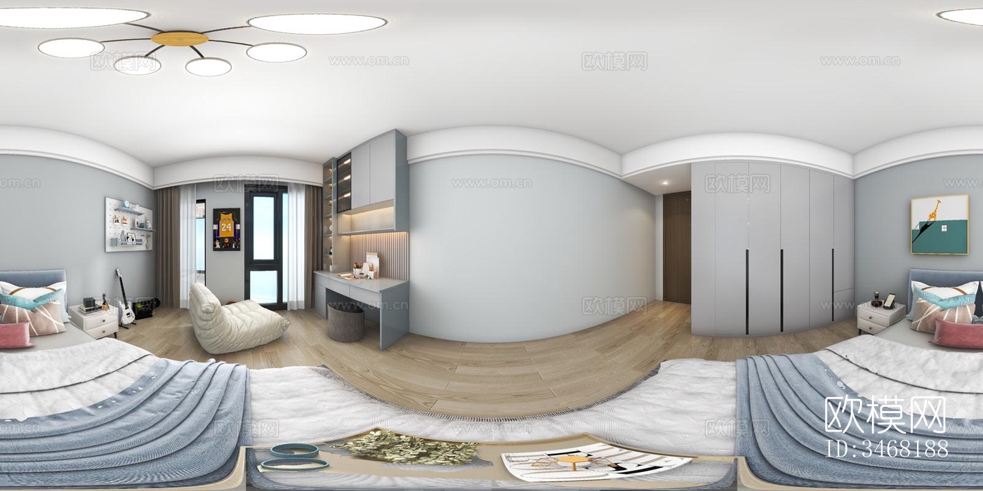 现代大平层效果图下载（渲染图4）