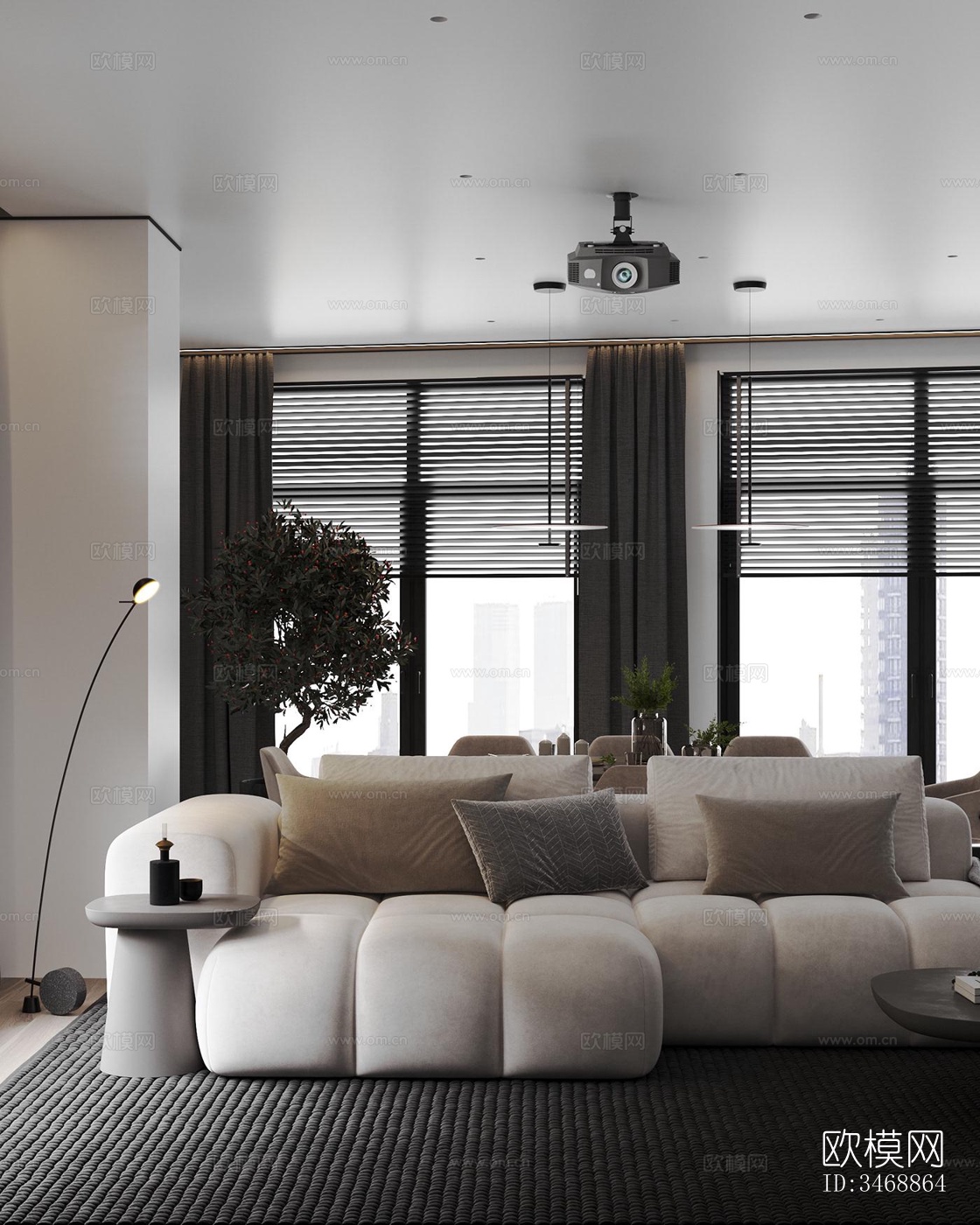 现代平层效果图下载（渲染图1）