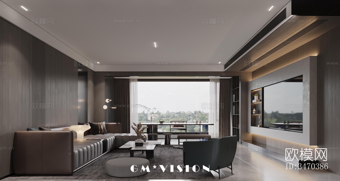 现代平层效果图下载（渲染图7）