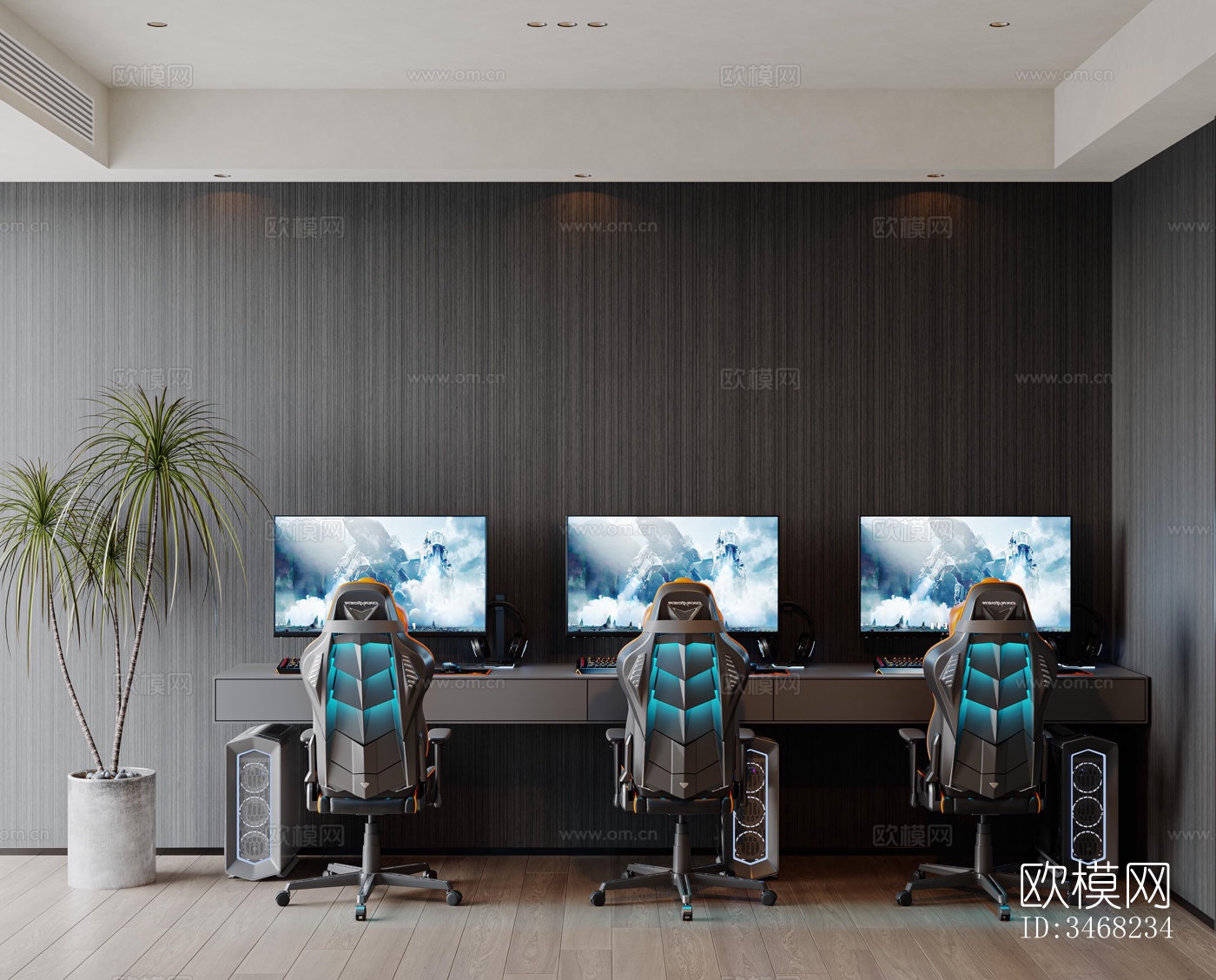 现代大平层效果图下载（渲染图10）