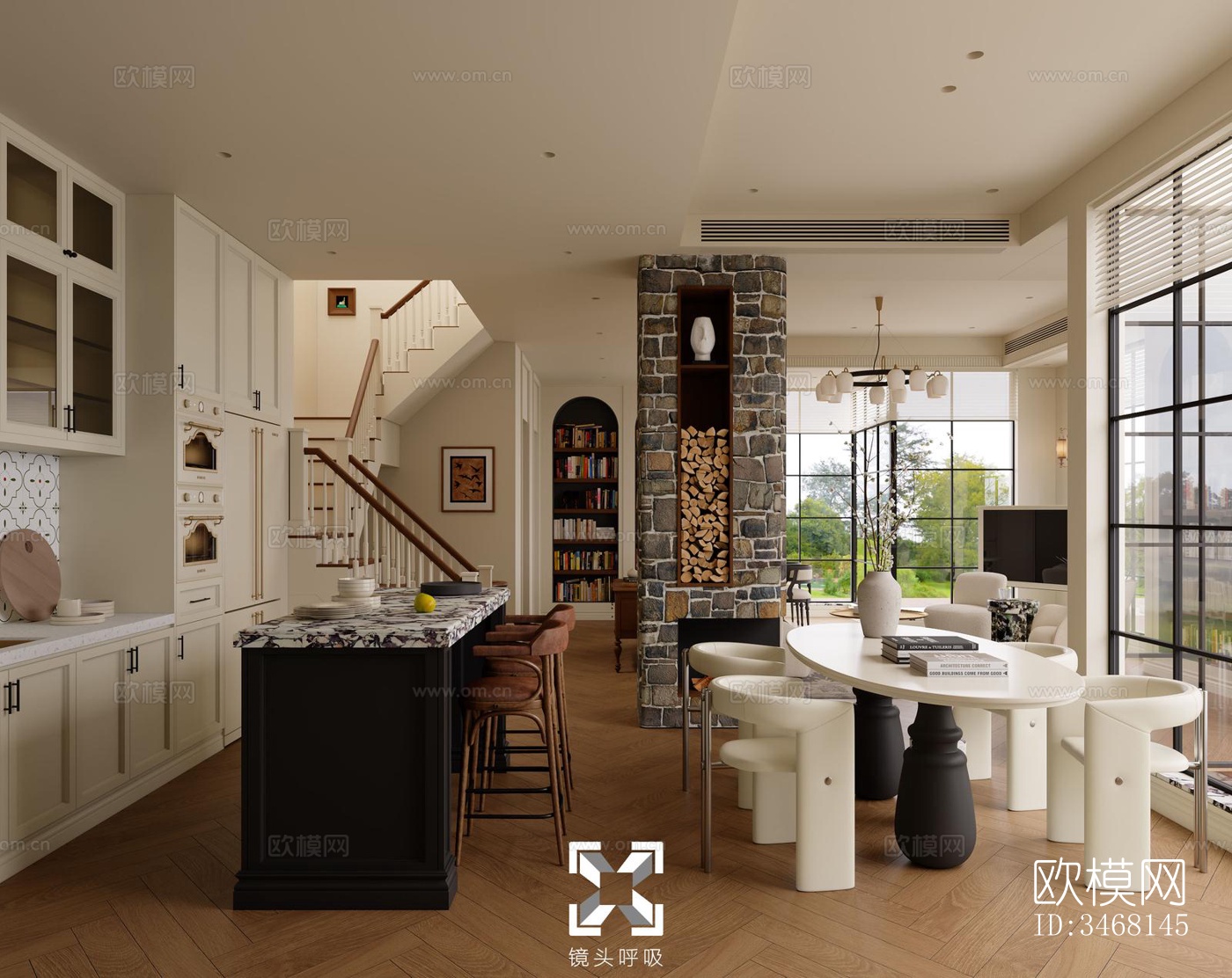 现代大平层效果图下载（渲染图5）