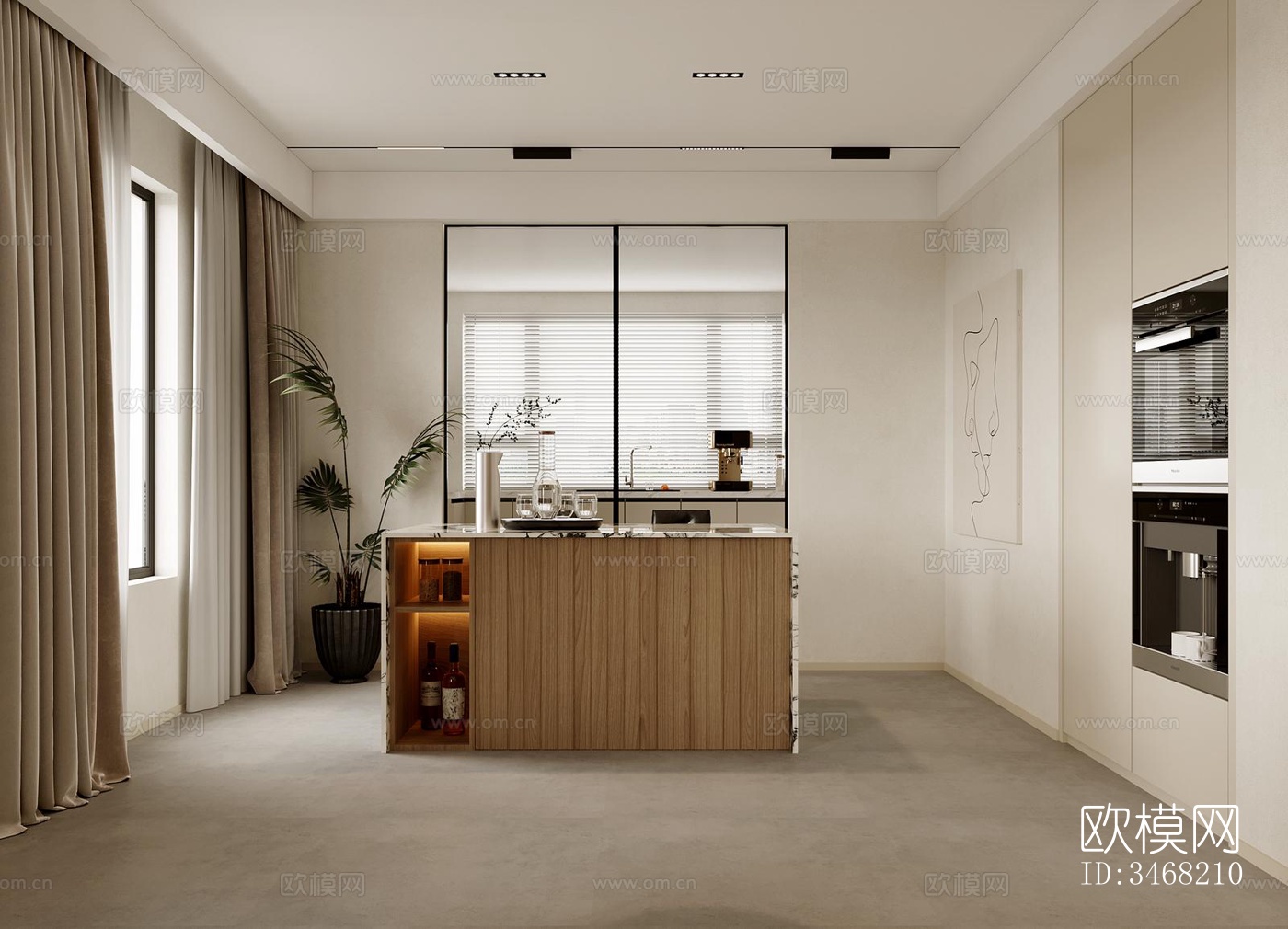 现代大平层效果图下载（渲染图2）