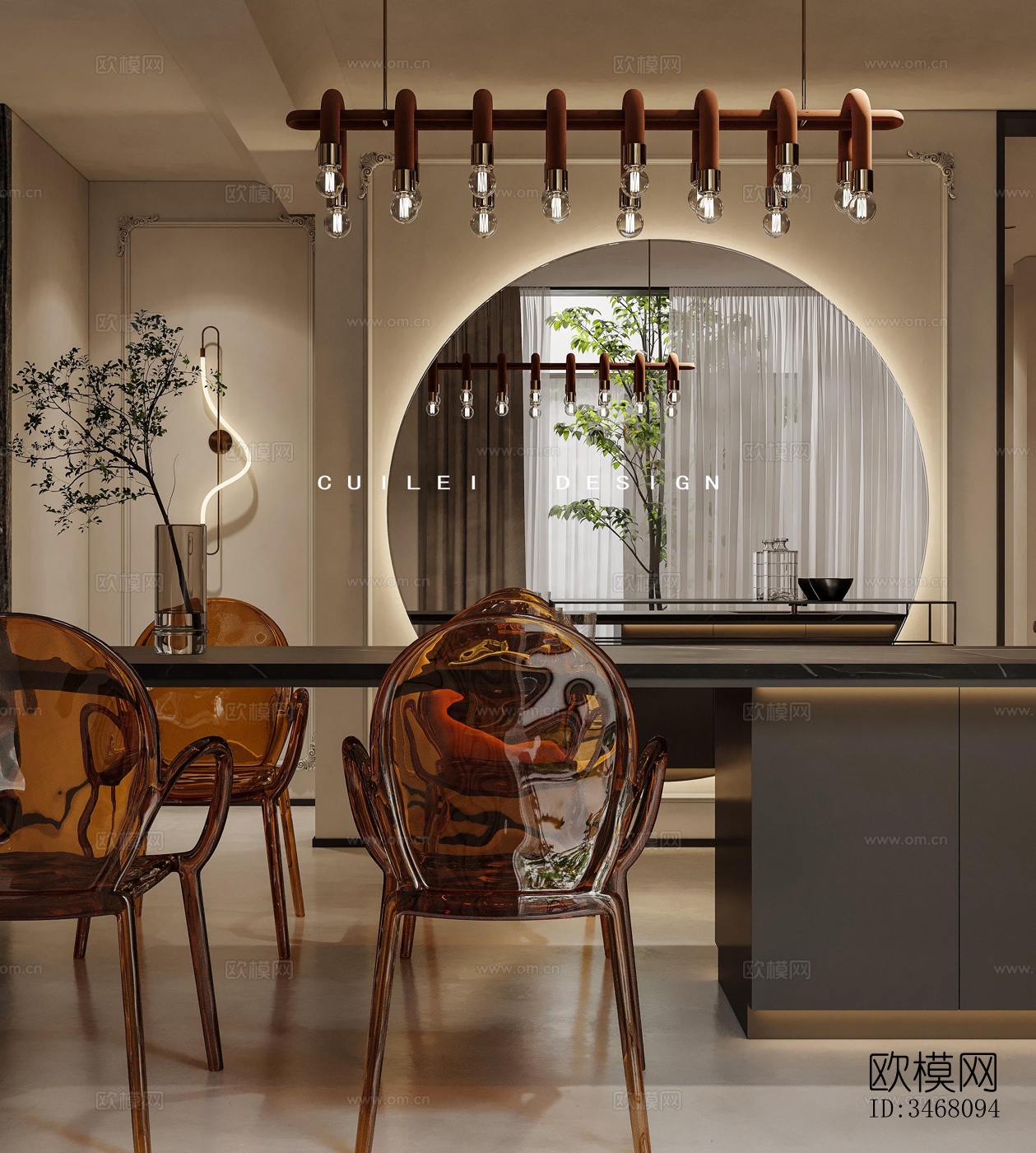 现代大平层效果图下载（渲染图1）