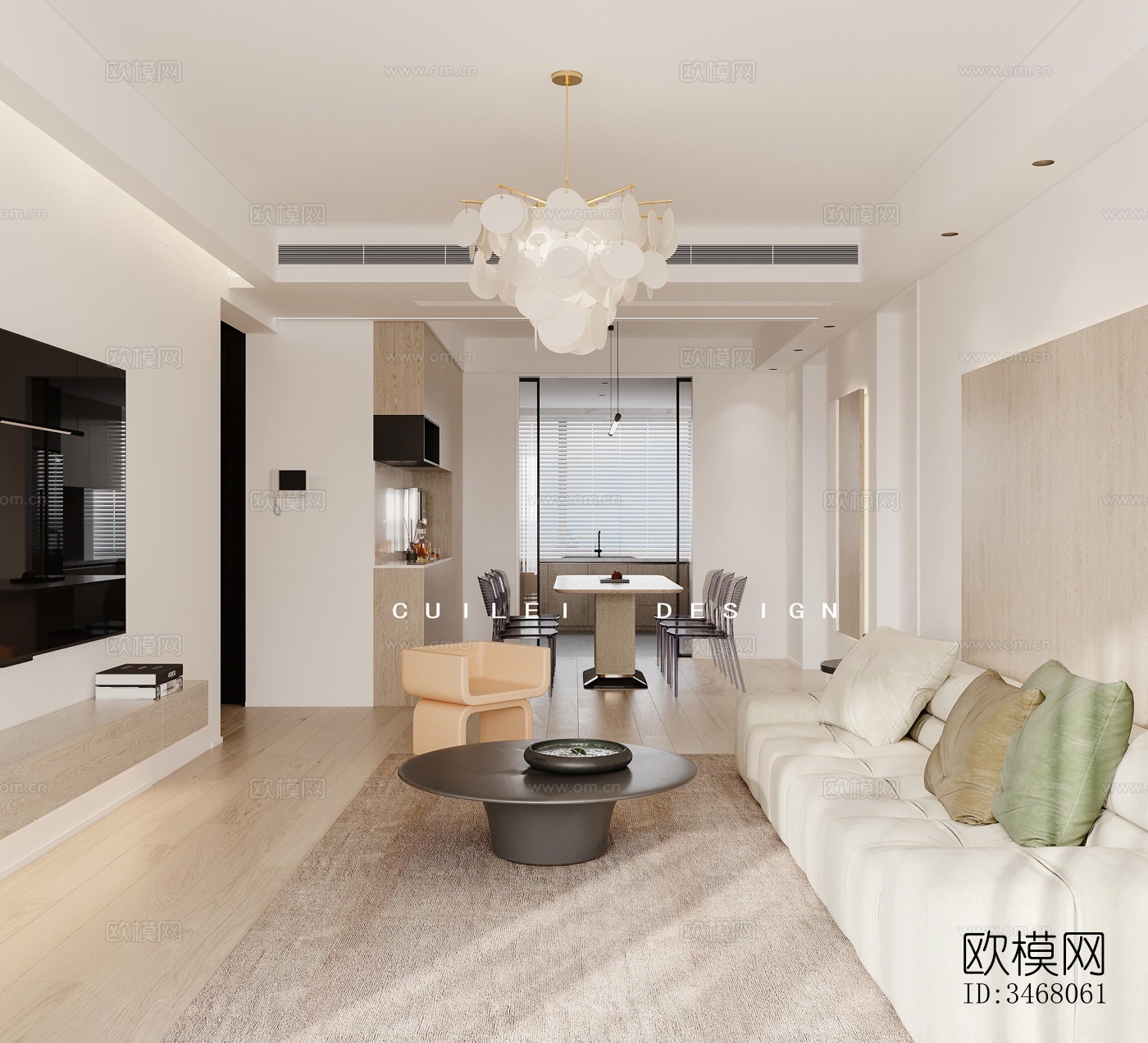 现代大平层效果图下载（渲染图5）