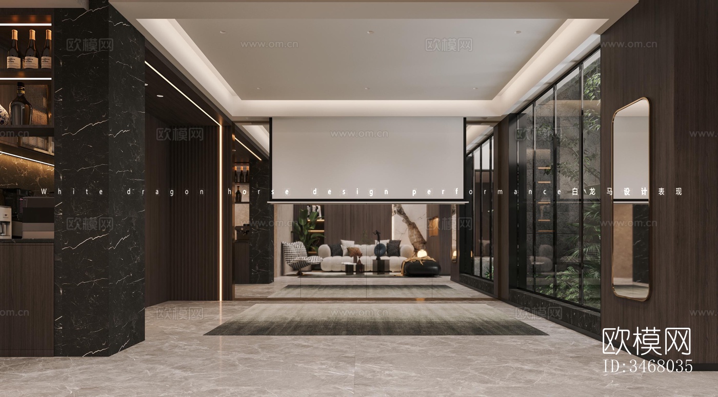 现代大平层效果图下载（渲染图1）