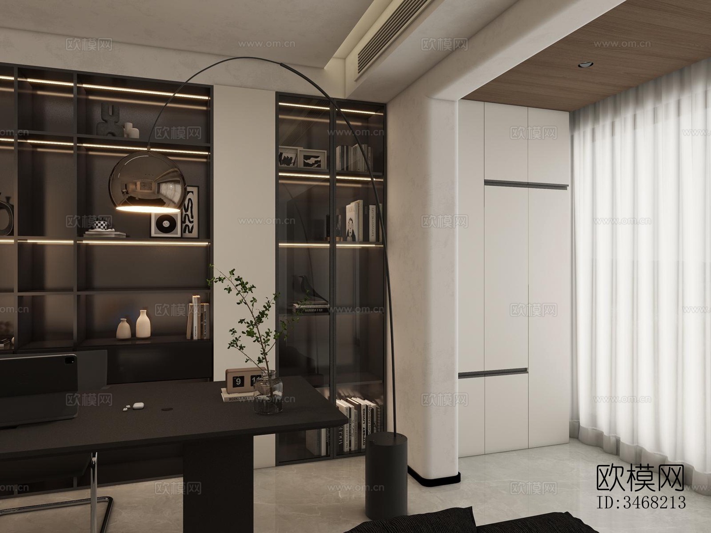 现代大平层效果图下载（渲染图1）