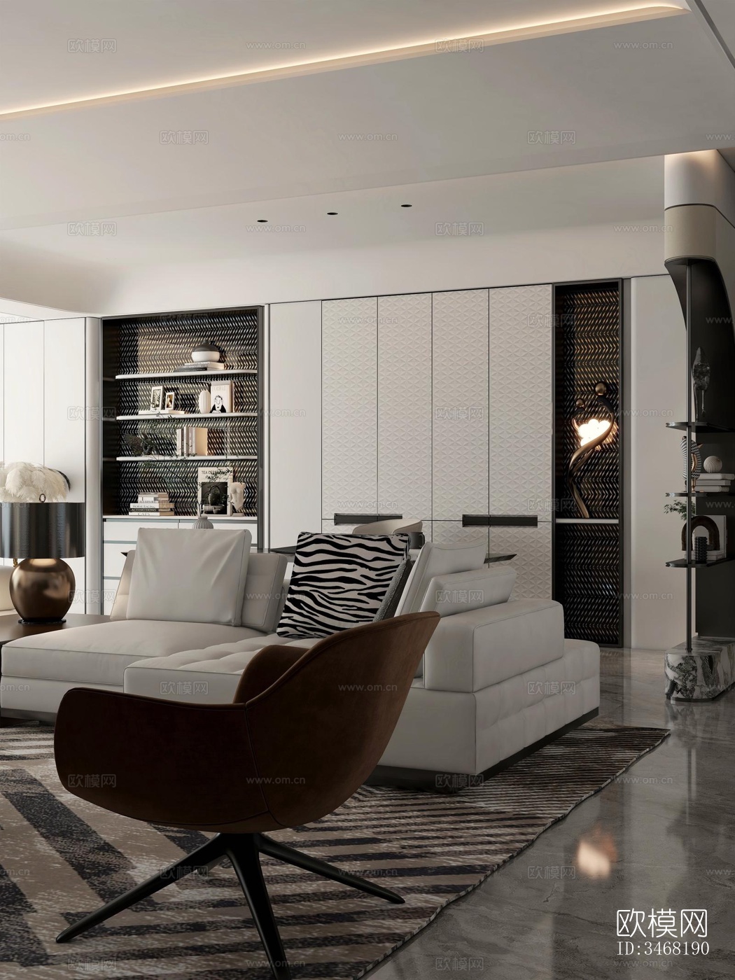 现代大平层效果图下载（渲染图8）