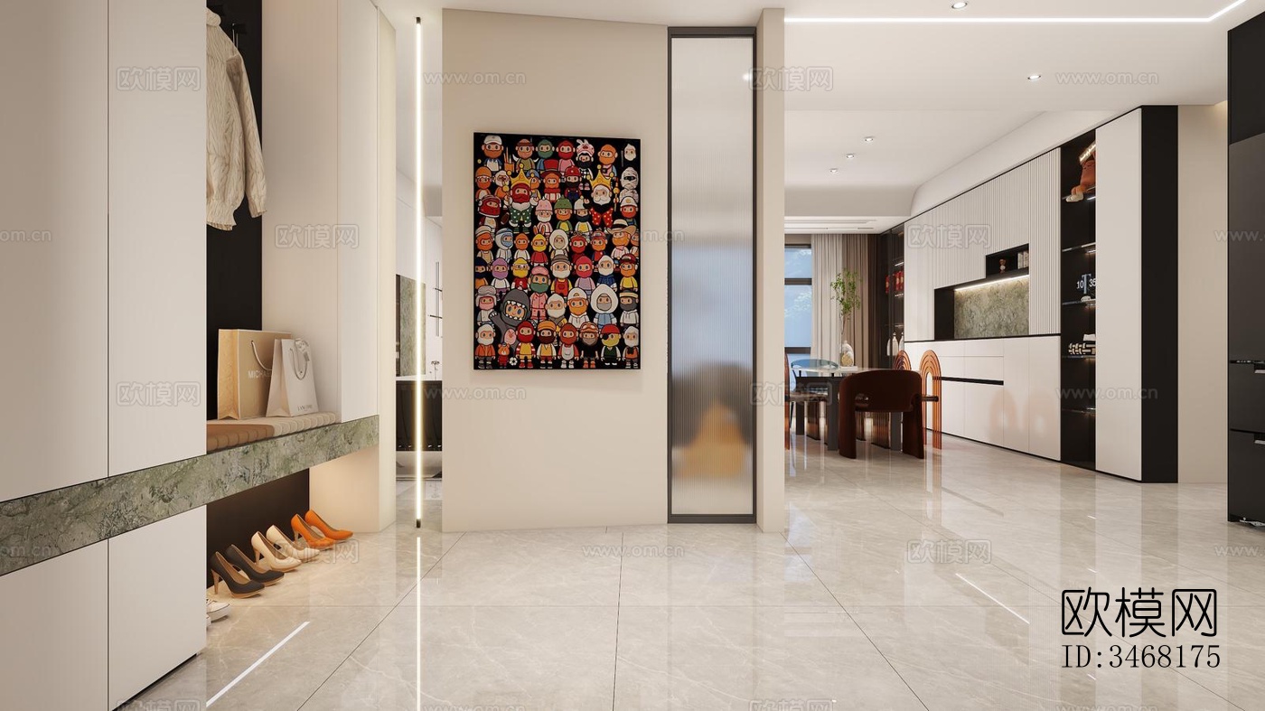 现代大平层效果图下载（渲染图6）