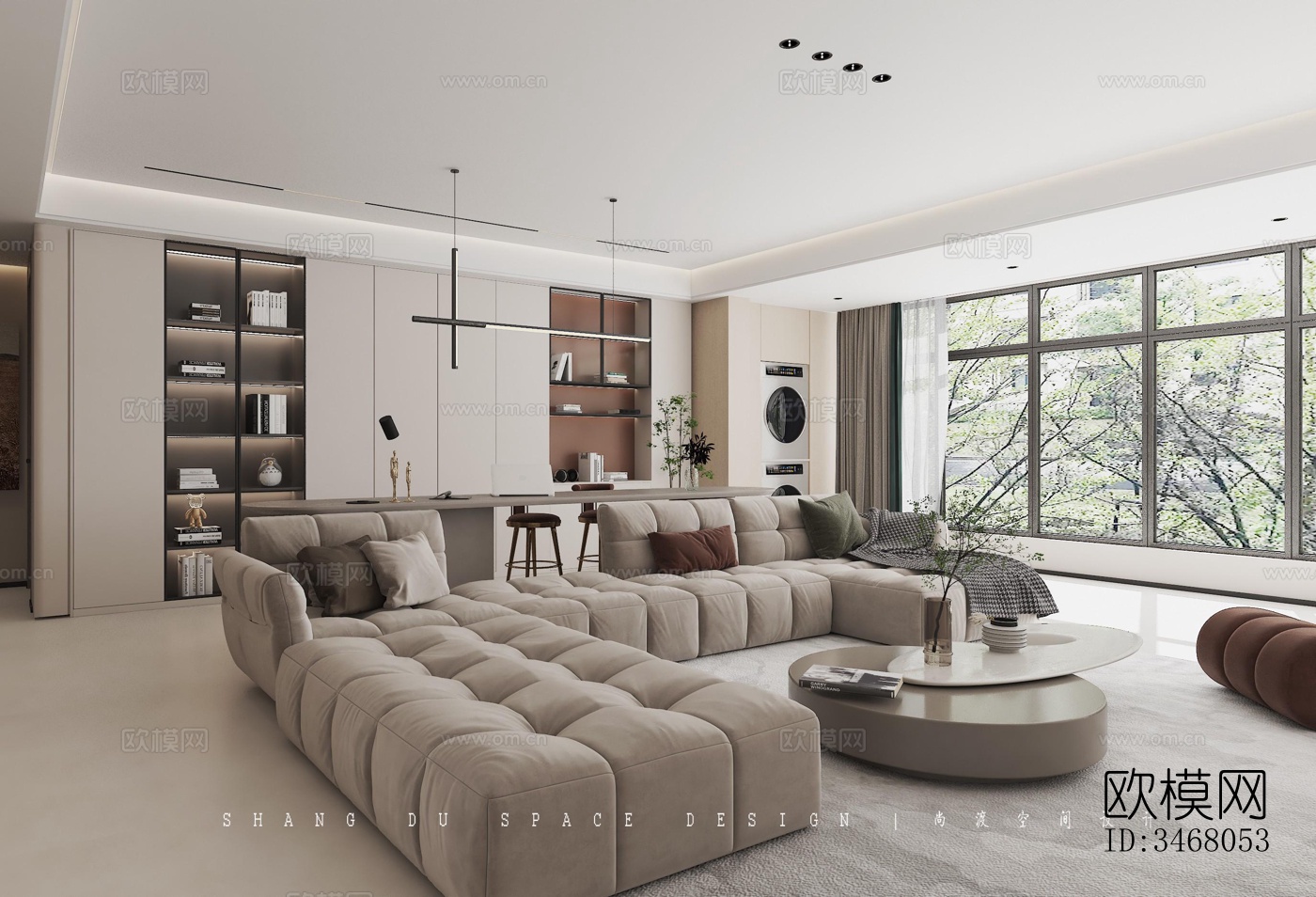 现代大平层效果图下载（渲染图10）