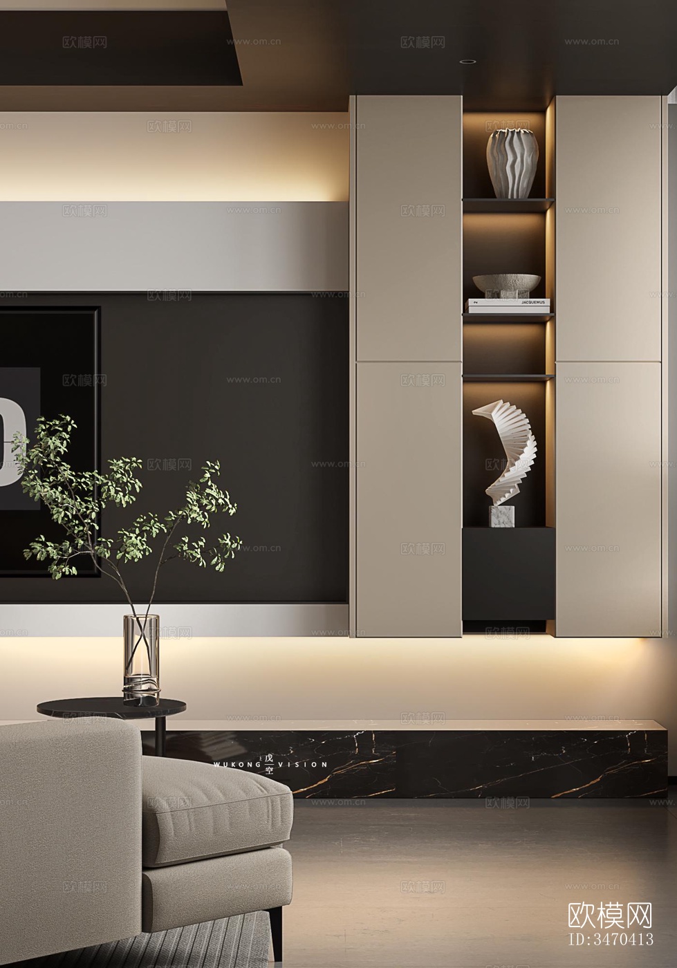 现代平层效果图下载（渲染图6）