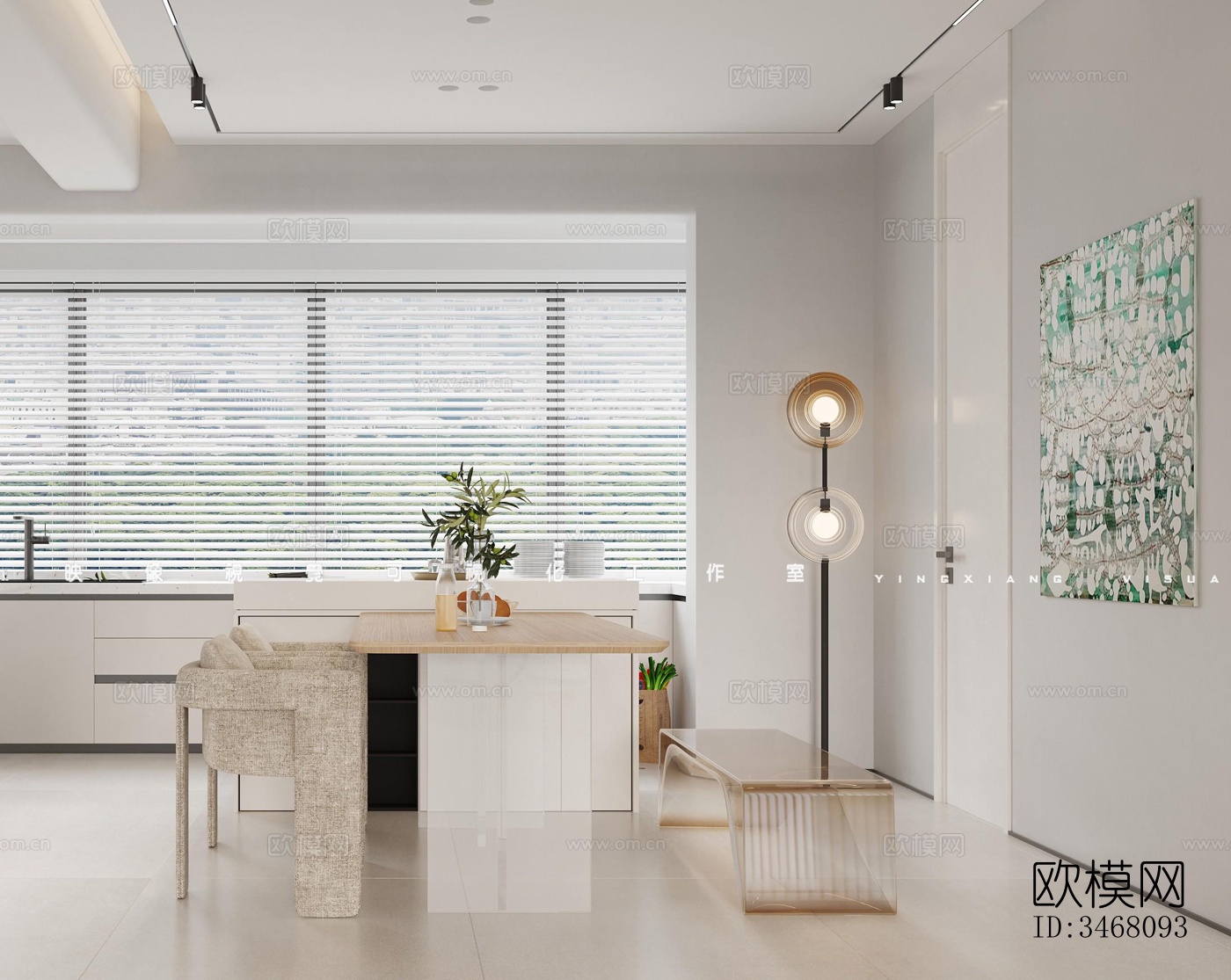 现代大平层效果图下载（渲染图3）