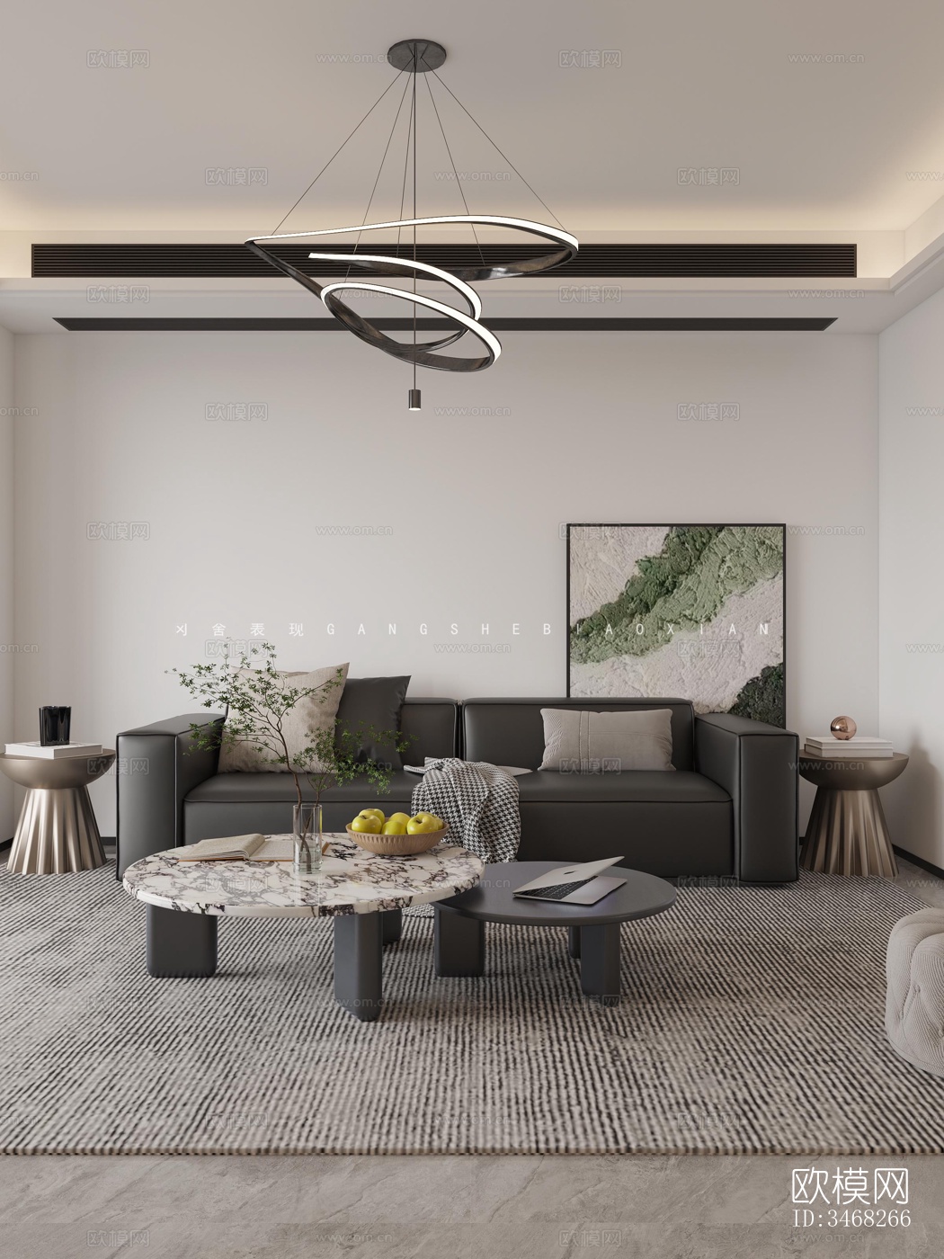 现代客餐厅效果图下载（渲染图4）