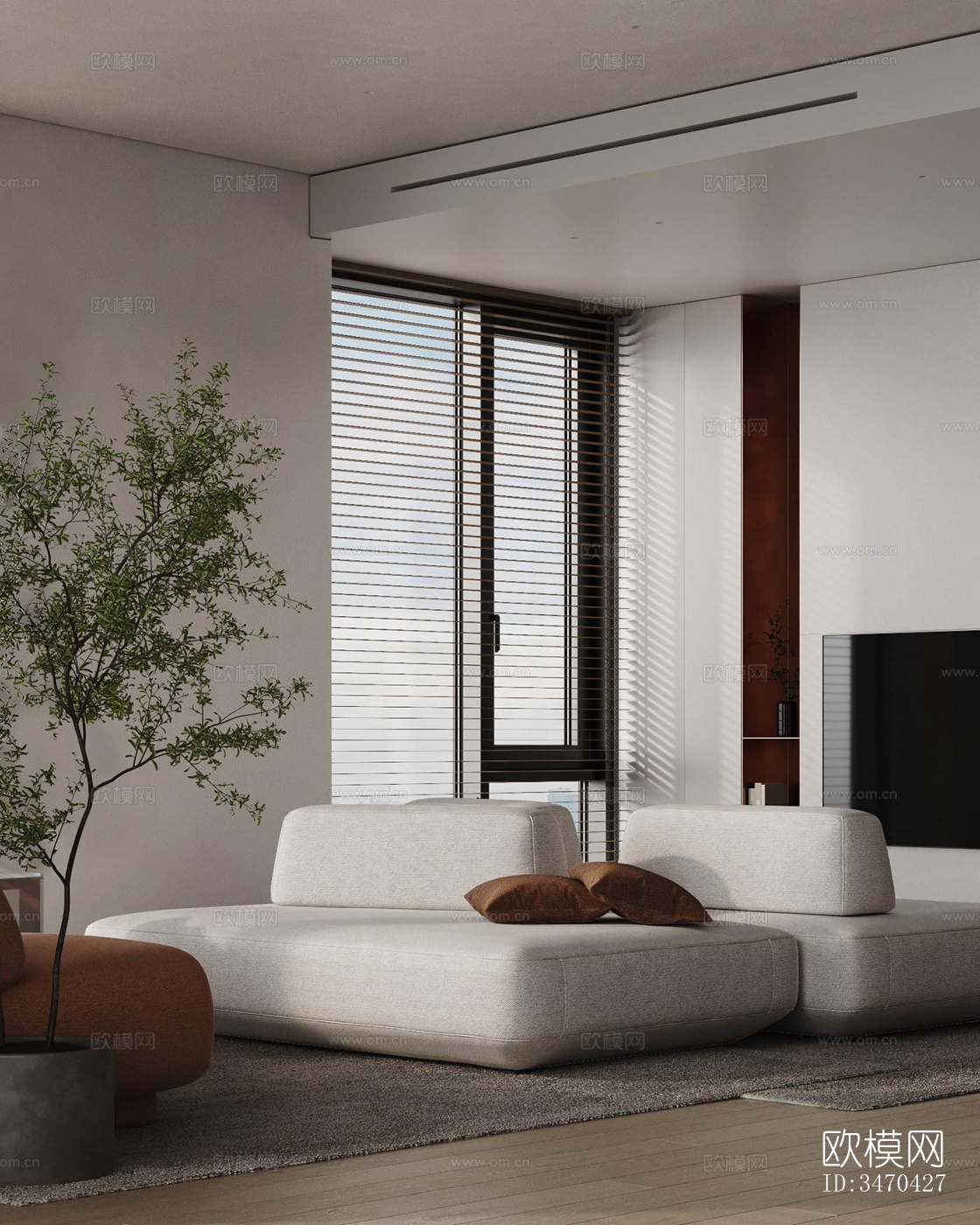 现代平层效果图下载（渲染图9）