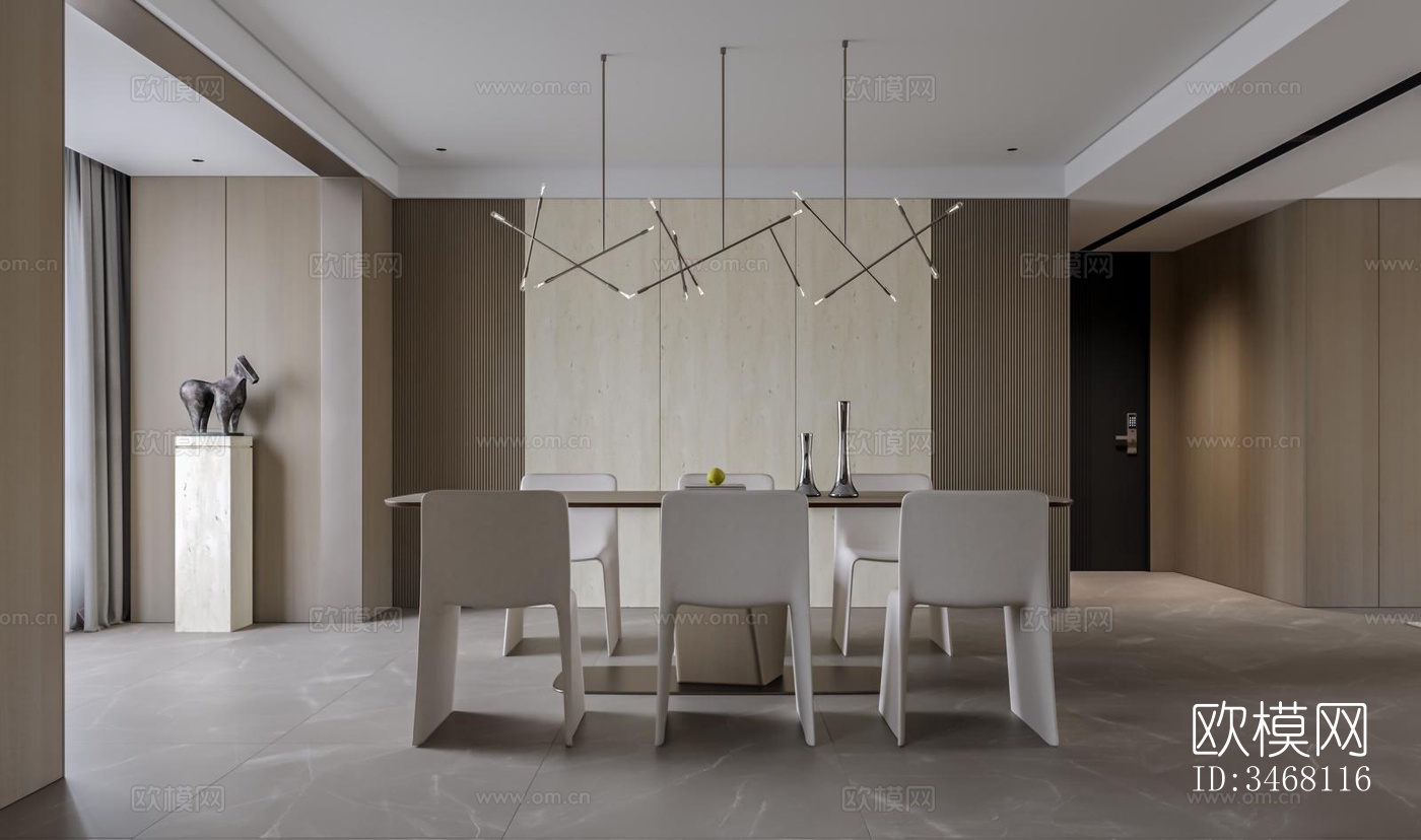 现代大平层效果图下载（渲染图3）