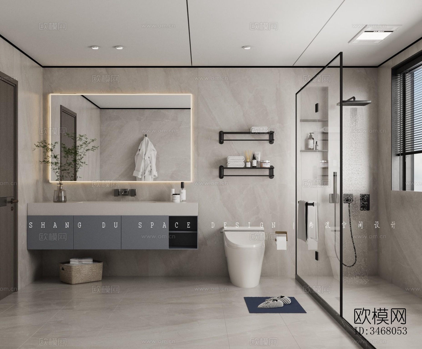 现代大平层效果图下载（渲染图3）