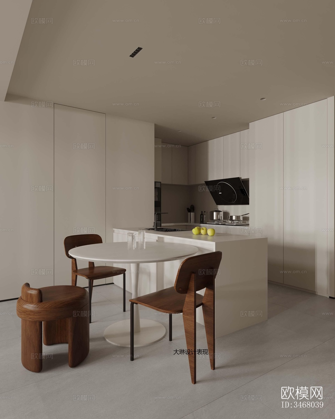 现代大平层效果图下载（渲染图2）