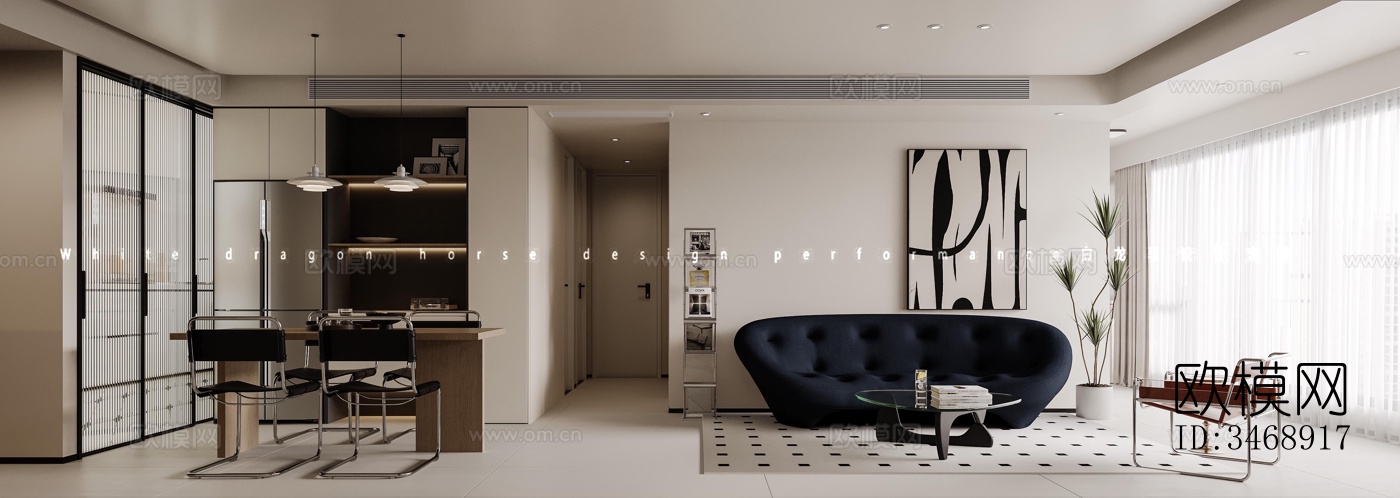 现代平层效果图下载（渲染图3）