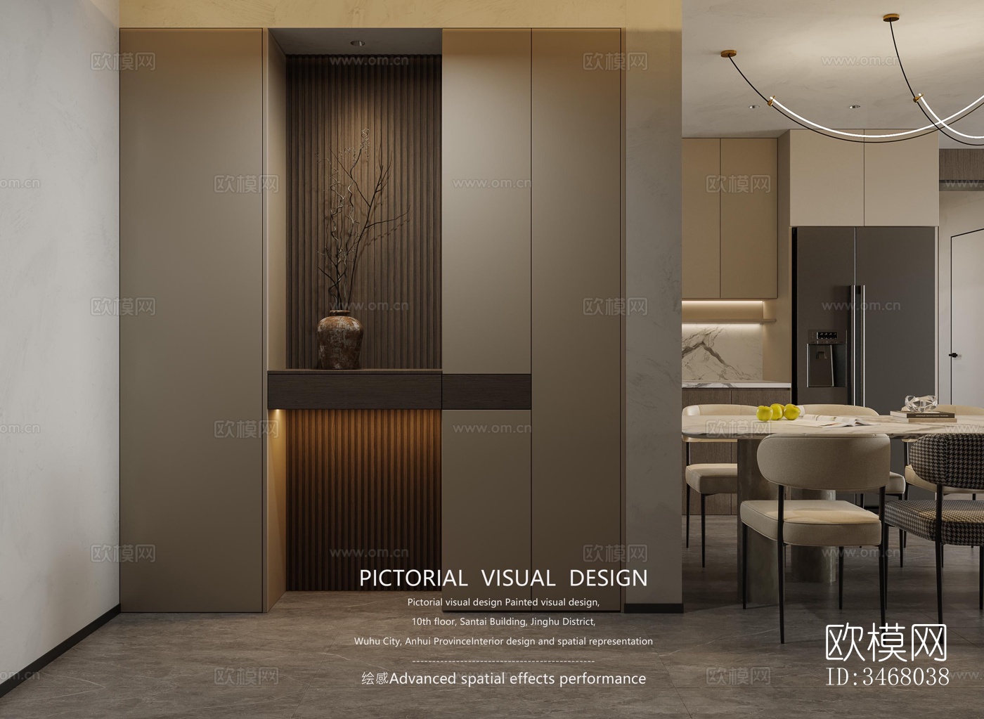 现代大平层效果图下载（渲染图3）