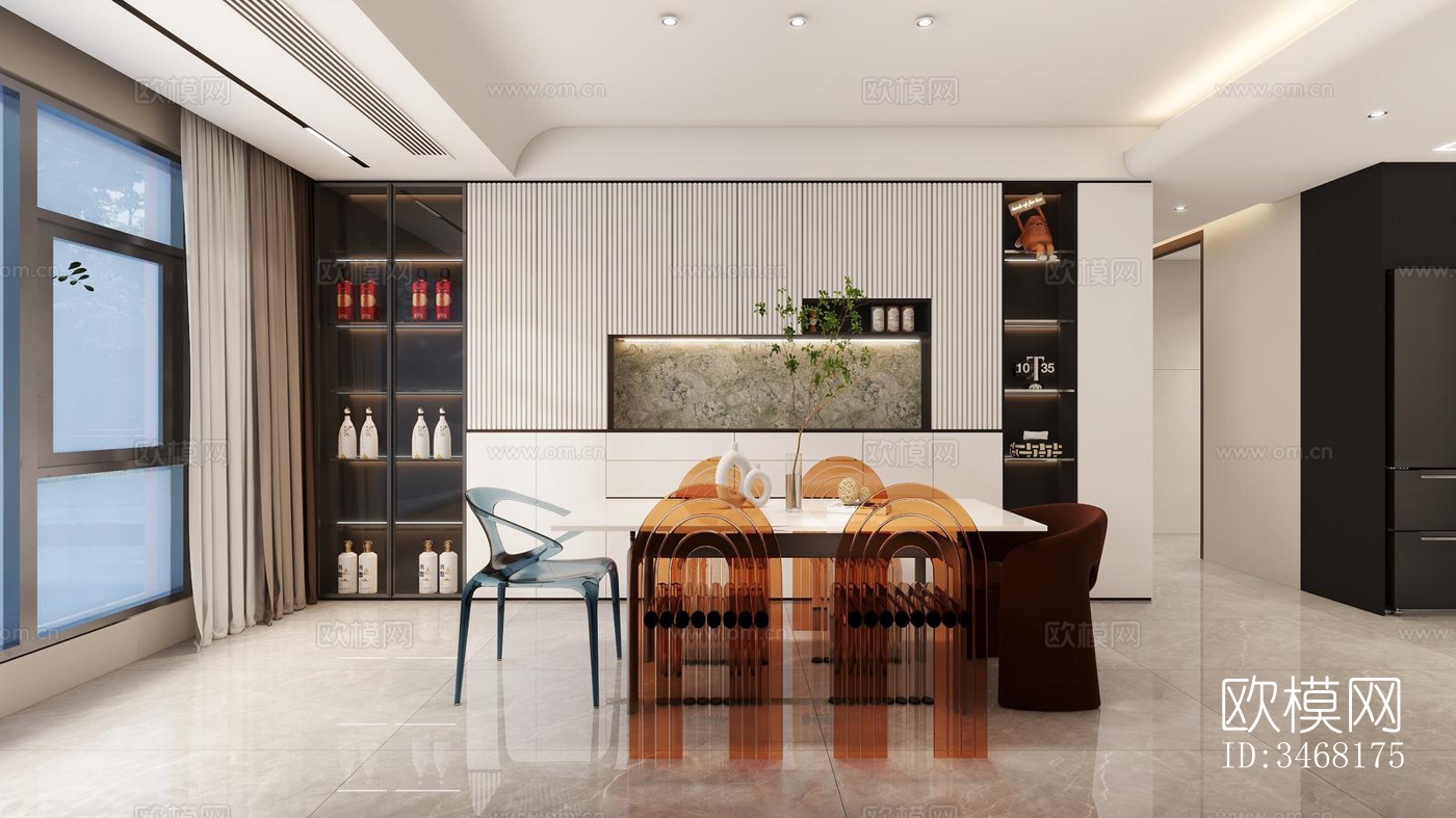 现代大平层效果图下载（渲染图9）