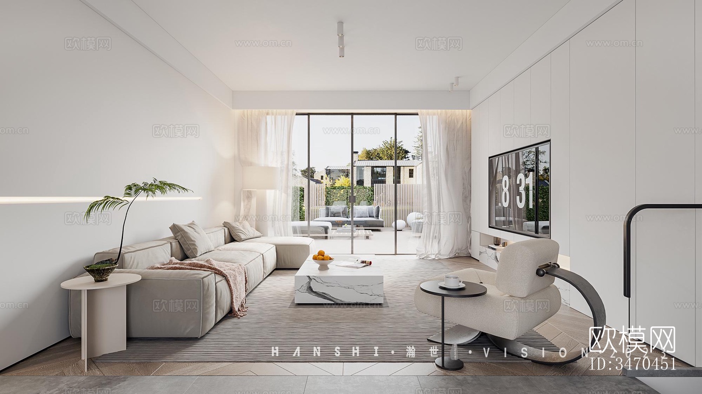 现代平层效果图下载（渲染图1）