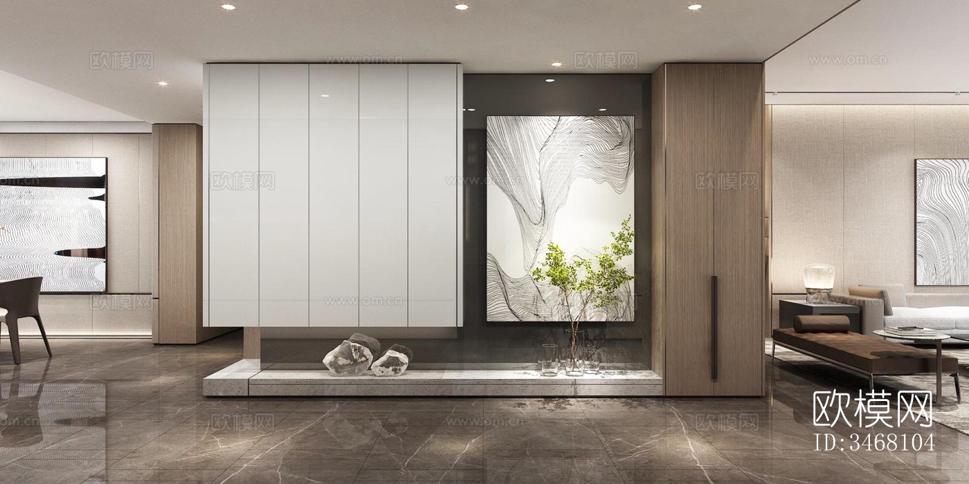 现代大平层效果图下载（渲染图2）