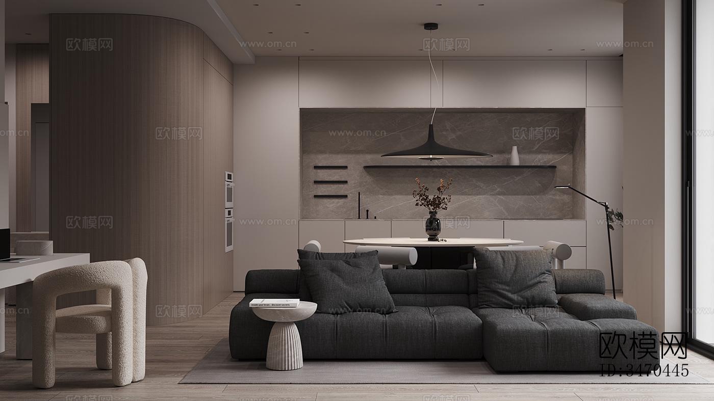 现代平层效果图下载（渲染图10）