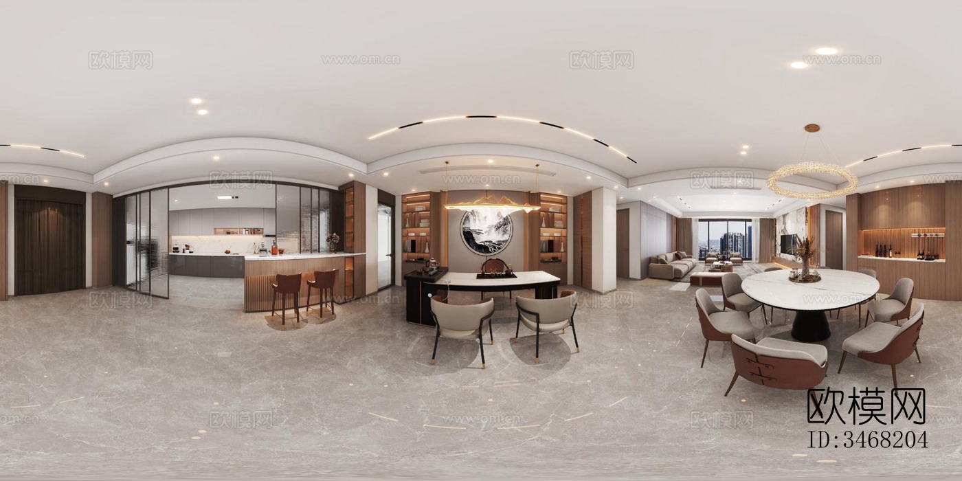 现代大平层效果图下载（渲染图8）