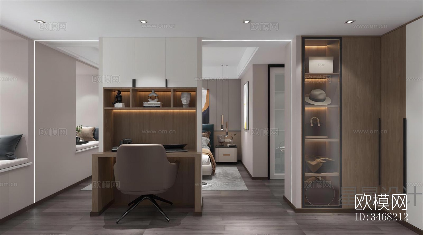 现代大平层效果图下载（渲染图5）