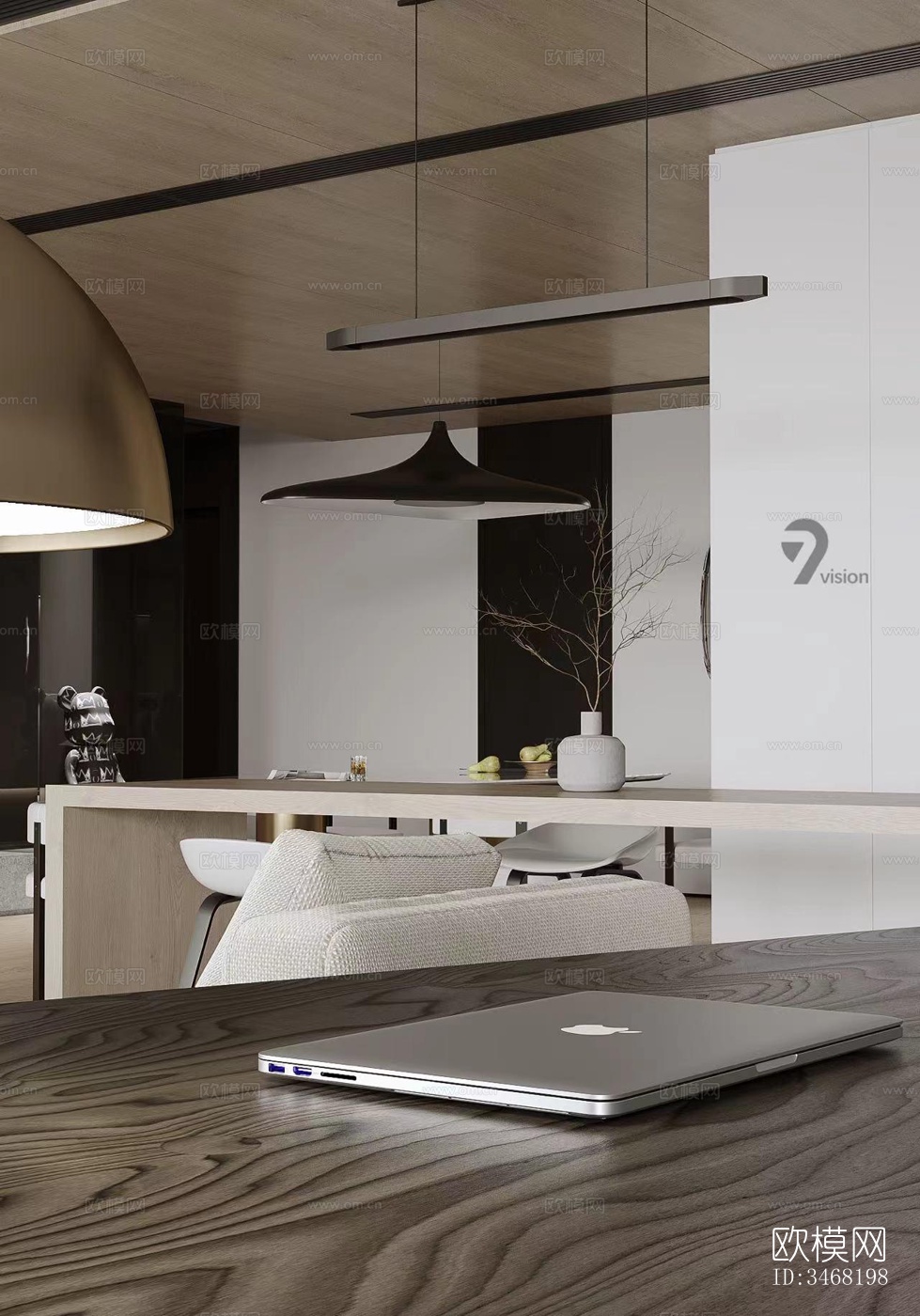 现代大平层效果图下载（渲染图13）