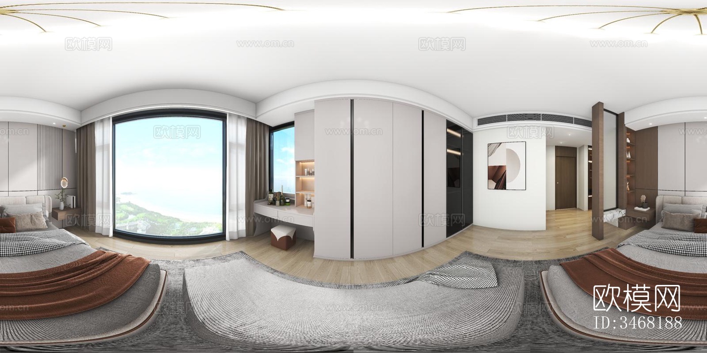 现代大平层效果图下载（渲染图9）