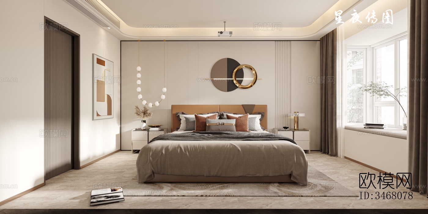 现代大平层效果图下载（渲染图4）