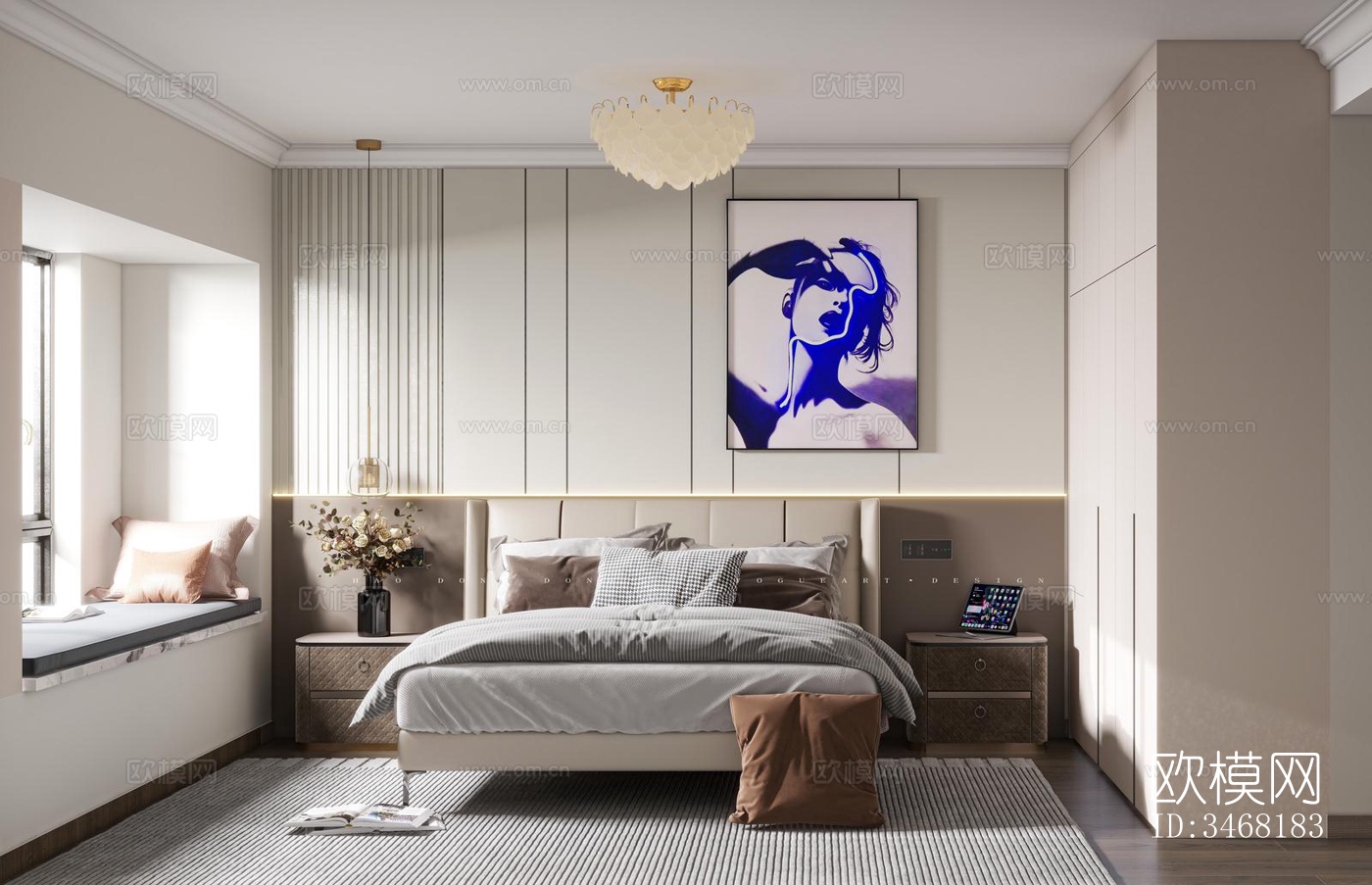 现代大平层效果图下载（渲染图4）