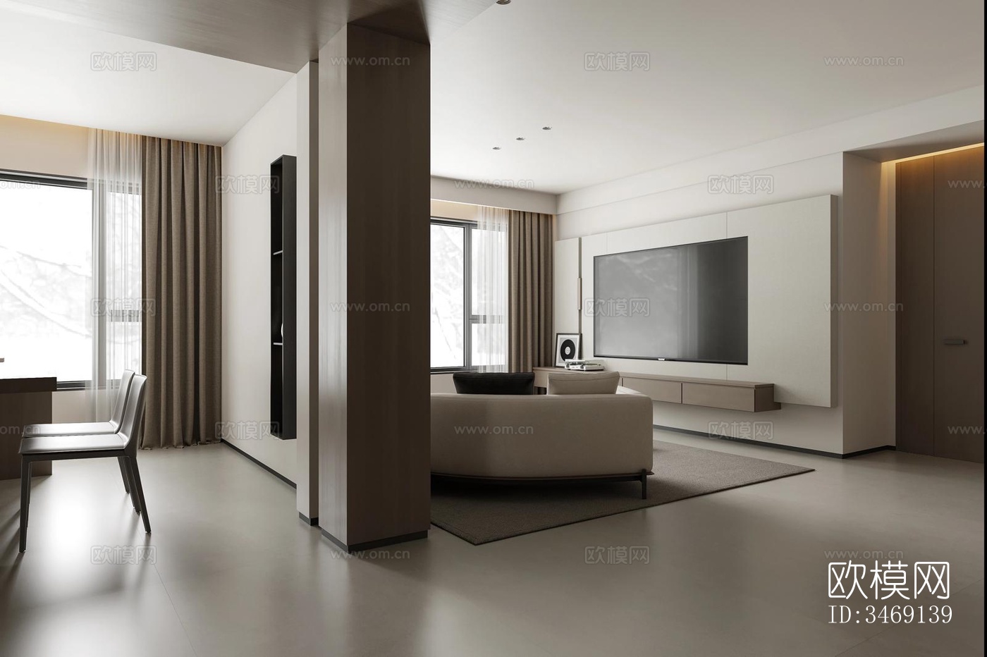 现代平层效果图下载（渲染图15）