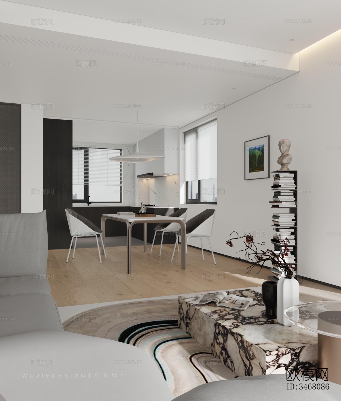 现代大平层效果图下载（渲染图11）