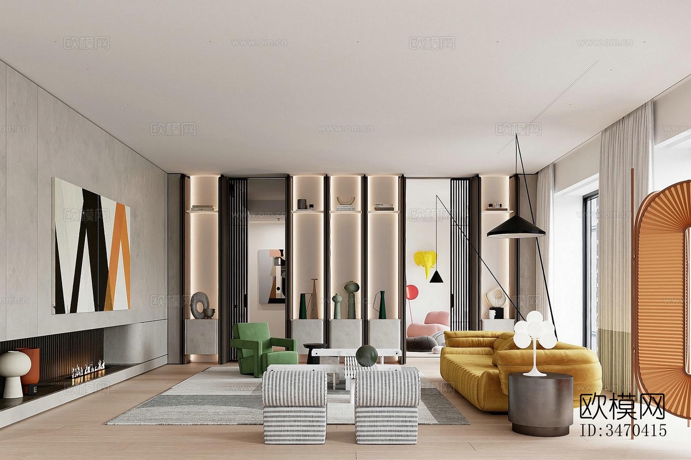 现代平层效果图下载（渲染图9）