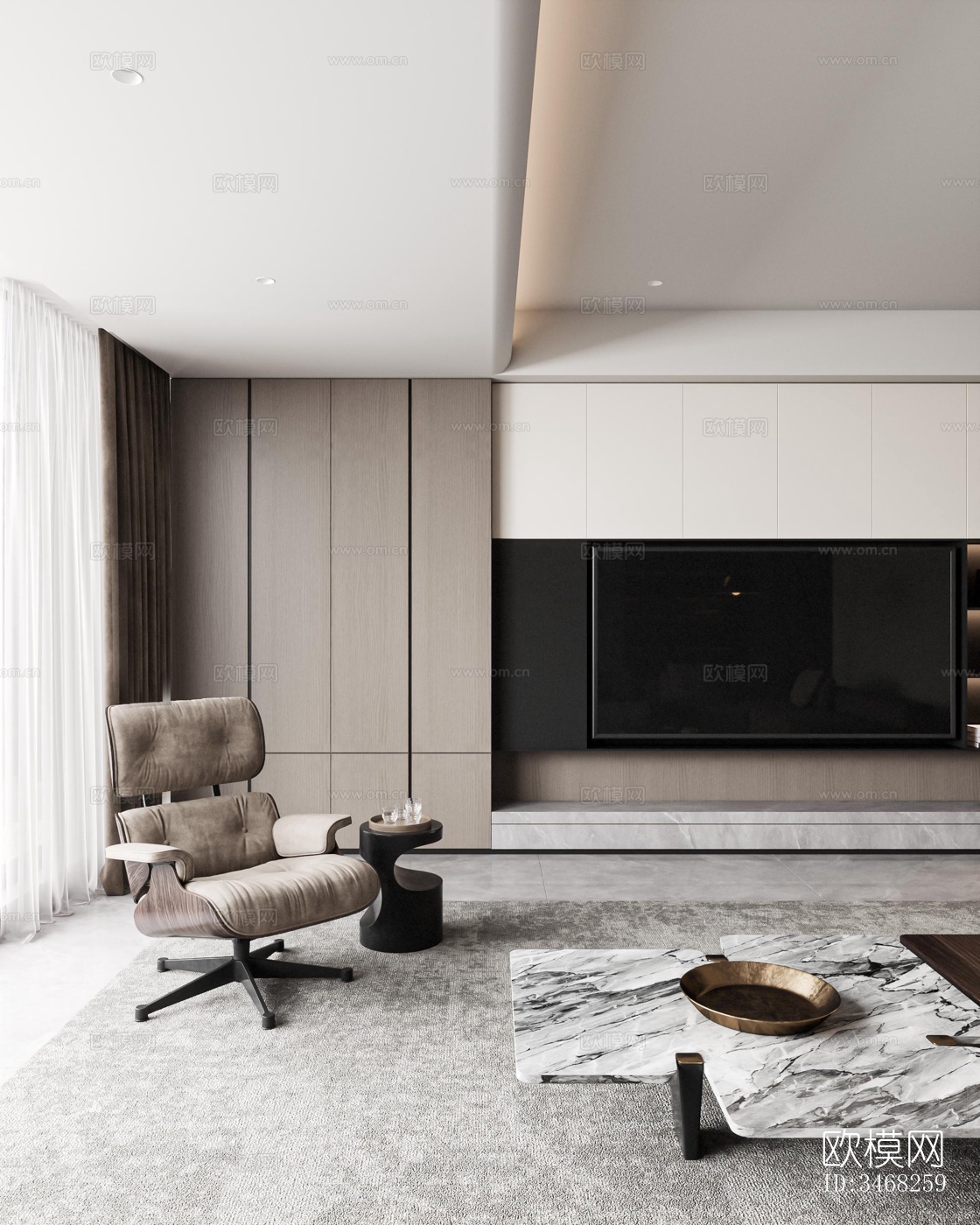 现代大平层效果图下载（渲染图4）