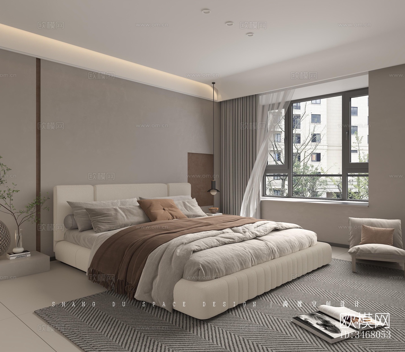 现代大平层效果图下载（渲染图7）