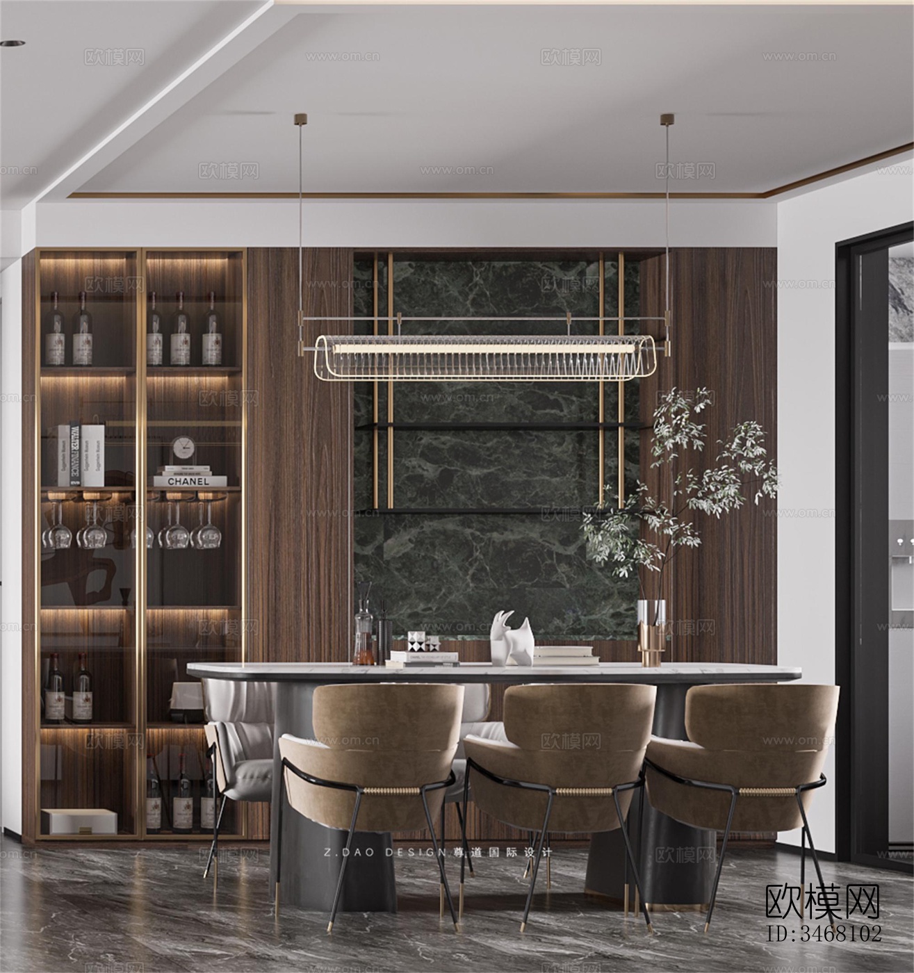 现代大平层效果图下载（渲染图6）