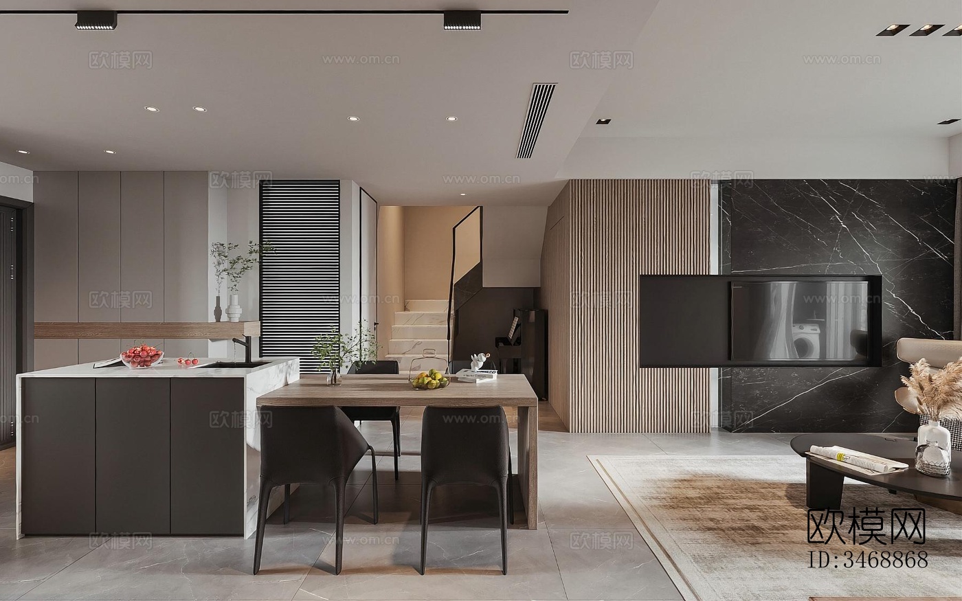 现代平层效果图下载（渲染图1）