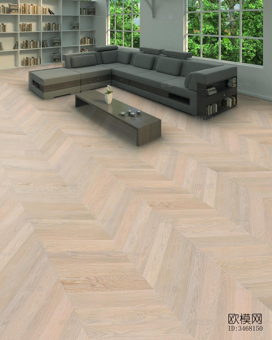 现代大平层效果图下载（渲染图1）